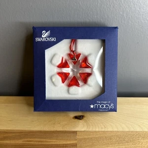 Swarovski Macy's Exclusive 1.5-in Red and Clear Crystal Christmas Ornament NEW - Picture 1 of 5