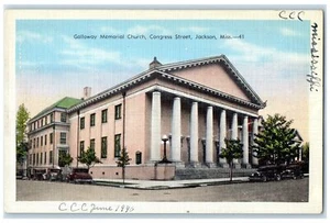 c1940's Galloway Memorial Church Congress Street Jackson Mississippi MS Postcard - Picture 1 of 2