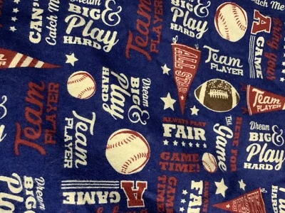 Manta de franela para niños “Fútbol, béisbol y cotizaciones” borde de ganchillo 41 X 36 Foto 1 de 4