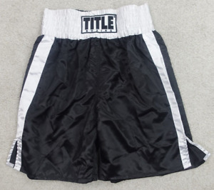 Title Boxing Shorts Adult XL Black Satin Trunks Shiny Professional Men NWOT