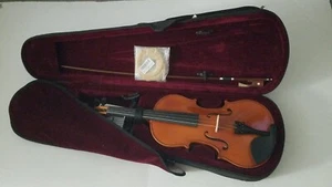 Mendini 3/4 MV200 Solid Wood Natural Varnish Violin with Hard Case Shoulder - Picture 1 of 5