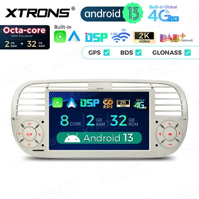 Für Fiat 500 Autoradio 7 Zoll Android 13 Octa-Kern 2G+32GB 2K GPS NAVI CarPlay - Bild 1 von 4