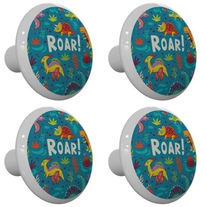 Set of 4 Dinosaur Roar Round Drawer Knobs / Cabinet Knob / Pulls - Picture 1 of 4