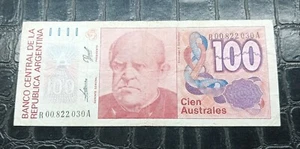 Banknote Argentina 100 Cien Australes Reposicion 1990 . - Picture 1 of 2