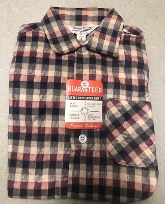 Camisa de franela PRINCE RICHARD con cuello lazo talla 4 británica Hong Kong para niños nueva con etiquetas como nueva años 50 Foto 1 de 4