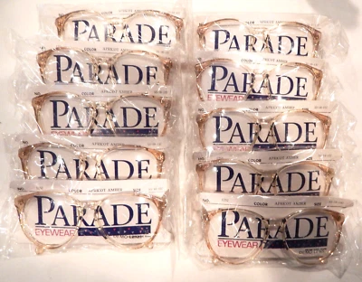 Vintage 10 pc. PARADE EYEWEAR #1252 Apricot Amb. 55/16 P3 Eyeglass Frame Lot NOS - Image 1 of 4