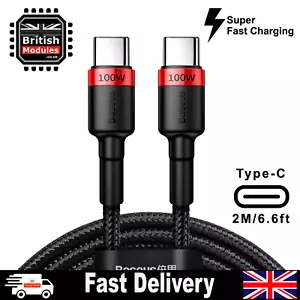 2M USB C To Type C Cable Super Fast Charger PD 100W 4.0 for Samsung MacBook iPad - Picture 1 of 12