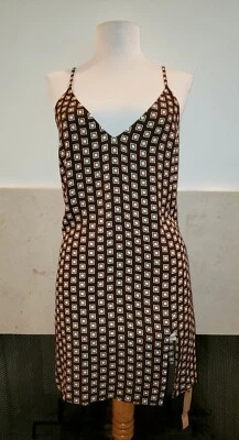 Reformation Women Marlowe Mini Dress Slip Palladio Geometric Brown Sz XS NWT - Image 1 of 4