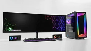 Gaming PC Bundle Dual 24" i7 1 TB SSD 16GB Ram RTX 3050 Win 10 Wifi 5 Fans - Picture 1 of 7