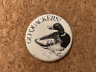 Vintage Go Quackers Mallard Duck Humor Pinback Pin 1.5"