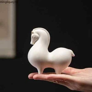 Chinese White Porcelain Horse Statue Vintage Horse Decorative Ceramic Art Zen - Picture 1 of 3