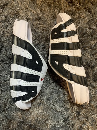 Nuovi sandali uomo Nike Air More Uptempo slide taglia 6 FB7815 100 bianchi neri rossi