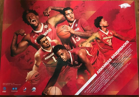 Arkansas Razorbacks SEC Basketball 2017 2018 Schedule Poster 27 by 19 Cover