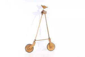 alter Gehstock Stock mit Rollen Holz Rollstock Tragehilfe Gehhilfe Vintage - Picture 1 of 12