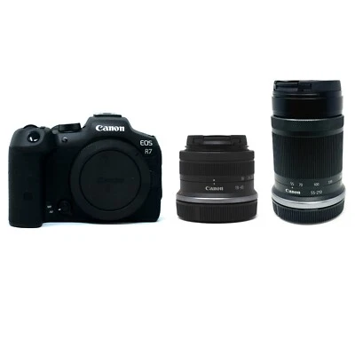 Canon R7 Mirrorless Camera + RF-S 18-45mm + RF-S 55-210mm Lens - UK Next Day Del - Image 1 of 4
