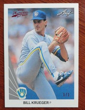 1/1 2012 Leaf Memories 1990 Leaf Buyback Red #421 Bill Krueger Milwaukee Brewers