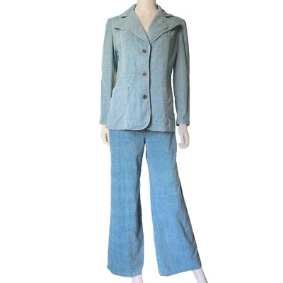 70-х джинсовой ткани Bell низ комплект, куртка + расклешенный брюки Sears 2 изделия, S/M - Изображение 1 из 4