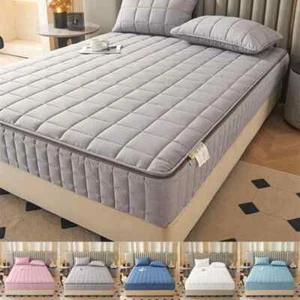 6-Sides Fitted Sheet Full Enclosed Mattress Cover with Zipper Quited Protector - Picture 1 of 29