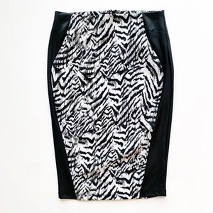 Kardashian Kollection Fall 13 Animal Tiger Print Pencil Skirt Faux Leather Trim - Picture 1 of 10