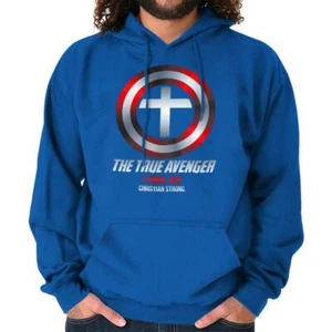 Christian Faith Hero Jesus The True Avenger Hoodie Hooded Sweatshirt Men Women - Picture 1 of 8