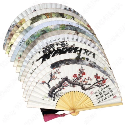 11英寸大号手工艺品韩国传统纸折叠手扇13设计 — 第 1/3 张图片