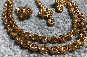 Royal Antique Gold Necklace with Gold stone - New - Picture 1 of 4
