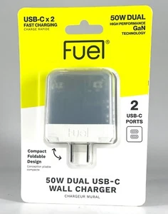 50W 2 USB-C Ports GaN Power Adapter PD Fast Charging Wall Charger For iPhone - Picture 1 of 2