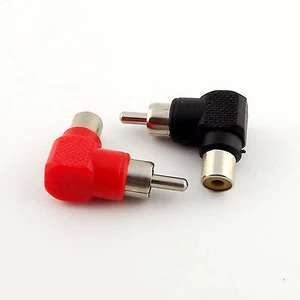 2pcs Nickel RCA Male to RCA Female Jack Right Angle AV Audio Adapter Red + Black - Picture 1 of 8