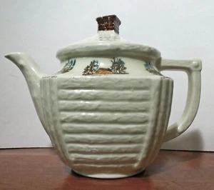 RARE Vintage PORCELIER Vitreous China Tea Pot "Woodland Cabin" - Picture 1 of 6