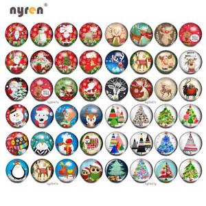 48pcs Mixed Christmas 18mm Glass Snap Button Fit DIY 20mm Snap Jewelry MG010