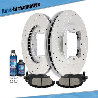 ROTORES DE FRENO DE TALADRO DELANTERO Y RANURA Y PASTILLAS DE CERÁMICA PARA ACURA CL HONDA ACUERDO EE. UU. Foto 1 de 4