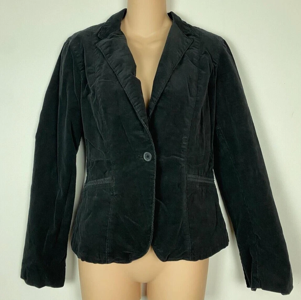 Chaqueta Blazer Calvin Klein Jeans Para Mujer Negra Pana Talla Pequeña Q52 Foto 1 de 4