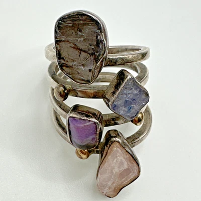 Кольцо Lilly Barrack Artisan из чистого золота 14 карат с 4 драгоценными камнями размер S 7,5 14 г - Изображение 1 из 4