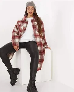 Simply Be Red Check Longline Shacket Size 30 New with Tags RRP £68 - Picture 1 of 1