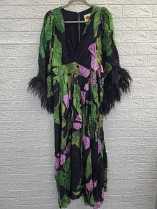 New Farm Rio Black Anthurium Kaftan Size Medium (US) - Picture 1 of 12