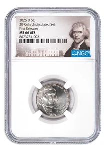 2025 D Jefferson Nickel from 20-Coin Uncirculated Mint Set NGC MS66 FR - Picture 1 of 2