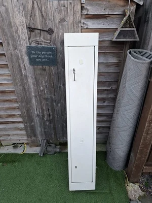 Gun Holder Cabinet Holds 2 Guns Coulour Magnolia Outside & Blue Inside. - Image 1 of 3