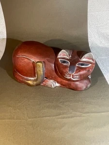 Handgeschnitzte Massivholz Volkskunst Katze 12 x 5 (1030) - Bild 1 von 2