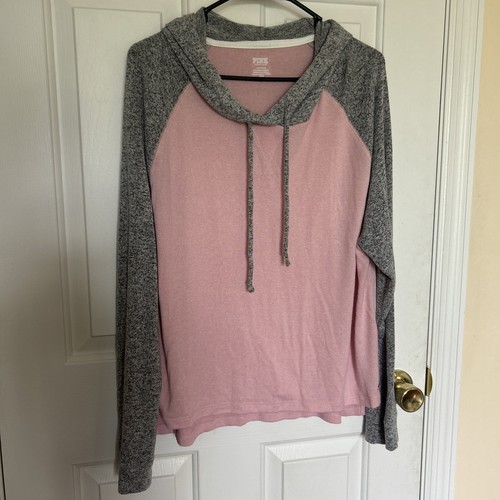 UNDERCOVER Victoria Secret ROSA grande accogliente pullover felpa con cappuccio rosa grigio logo