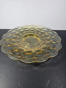 Vintage Tiara Indiana Glas gelber Nebel kurzer Standfuß Kuchenplatte 13" - Bild 1 von 10