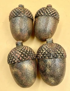 Large Set of 4 Glitter Acorn Gold Brown Toned Fall Autumn Thanksgiving Decor 5” - Picture 1 of 7