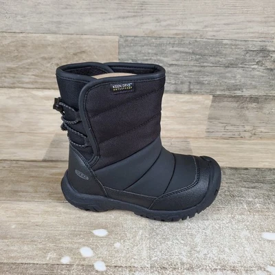 Keen Puffrider Kids Winter Boots Sz 10 Black Steel Grey Adjustable Waterproof - Image 1 of 4