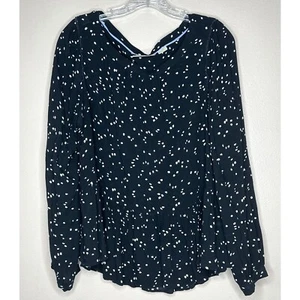 Top Campesino Boho Peplum Estampado Cuadrado Blanco Negro Anthropologie Maeve Talla L - Imagen 1 de 7
