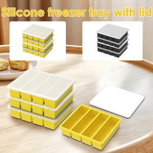 4 Pcs Silicone Freezer Tray Flexible Soup Freezer Molds with Lid Easy DW - Picture 1 of 22