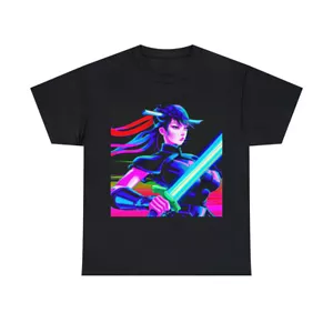 Anime Samurai Girl Fantasy Warrior Unisex Adult T Shirt Japanese Aesthetic Tee - Picture 1 of 21
