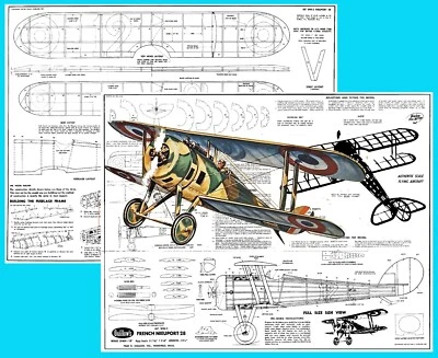 Guillows Model Airplane Plans (FF): French Nieuport 28 18" Scale Rubber-Powered - Image 1 of 3
