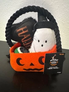 Dog Puppy Pet Toy Toys New Halloween Theme Pumpkin Ghost Ball Tug 4 Count - Picture 1 of 7
