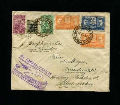 Zeppelin Sieger190A 1932 8vo Vuelo Sudamérica Brasil Correo ANTIGUO MARCA ZEP. Foto 1 de 2