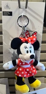 Disney Parks Minnie Mouse Plush Keychain with Bow Charm Bag NEW - Picture 1 of 4