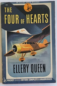 VTG 1943 POCKET BOOKS PB THE FOUR OF HEARTS ELLERY QUEEN HOLLYWOOD MURDER - Imagen 1 de 5